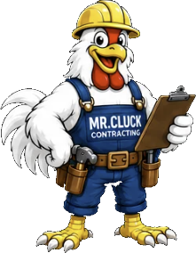 Mr. Cluck with a clipboard